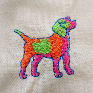 neon embroidered dog