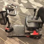 Mobility scooter pictured in the library