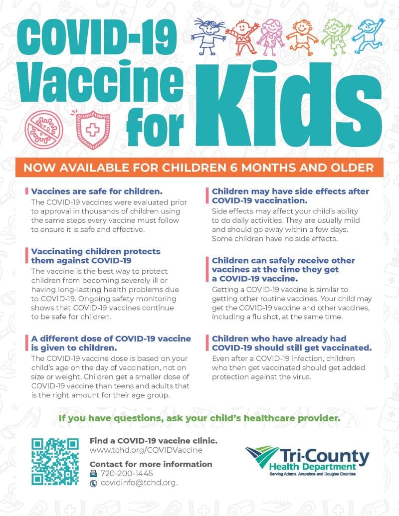 Covid-19 Vaccine for Kids www.tchd.org/COVIDVaccine 720-200-1445 covidinfo@tchd.org